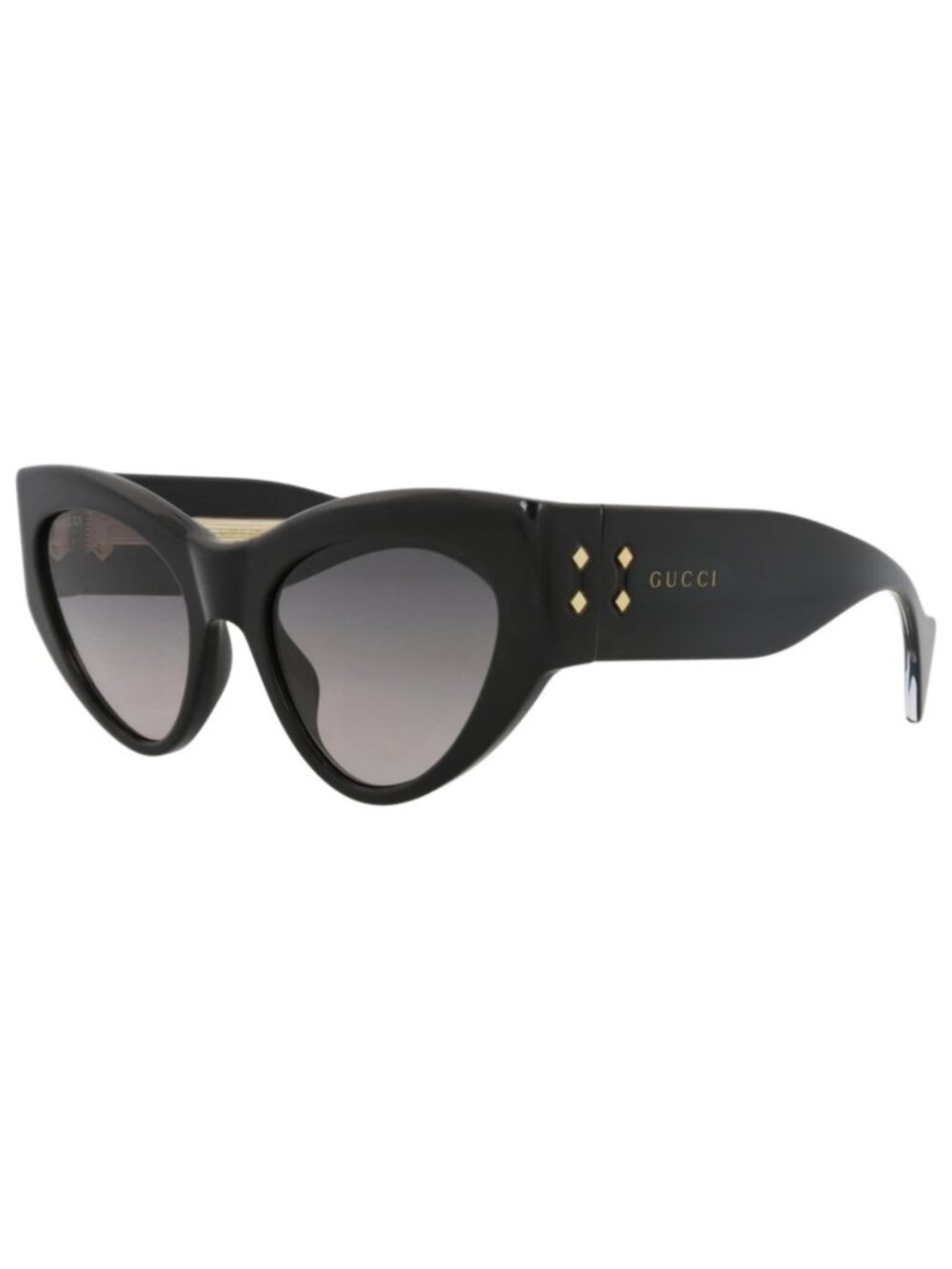 New Gucci Women's Sunglasses Cat Eye Recycled Acetate Frame Black Black Grey